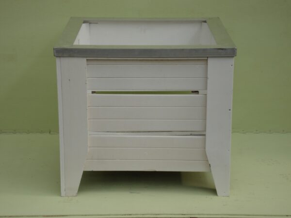 Hardhouten Bak kubus Wit potmaat 3