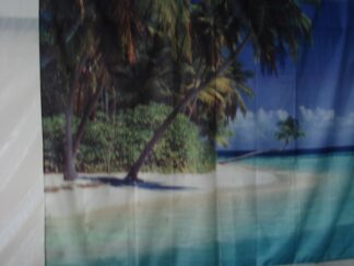 Foto van Deurgordijn met palmen en strand