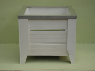 Hardhouten Bak kubus Wit potmaat 3