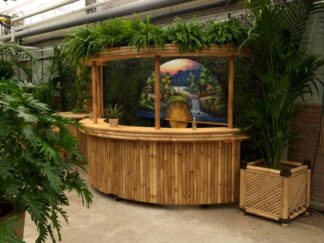 Halfronde Bamboebar met verlichting en varens